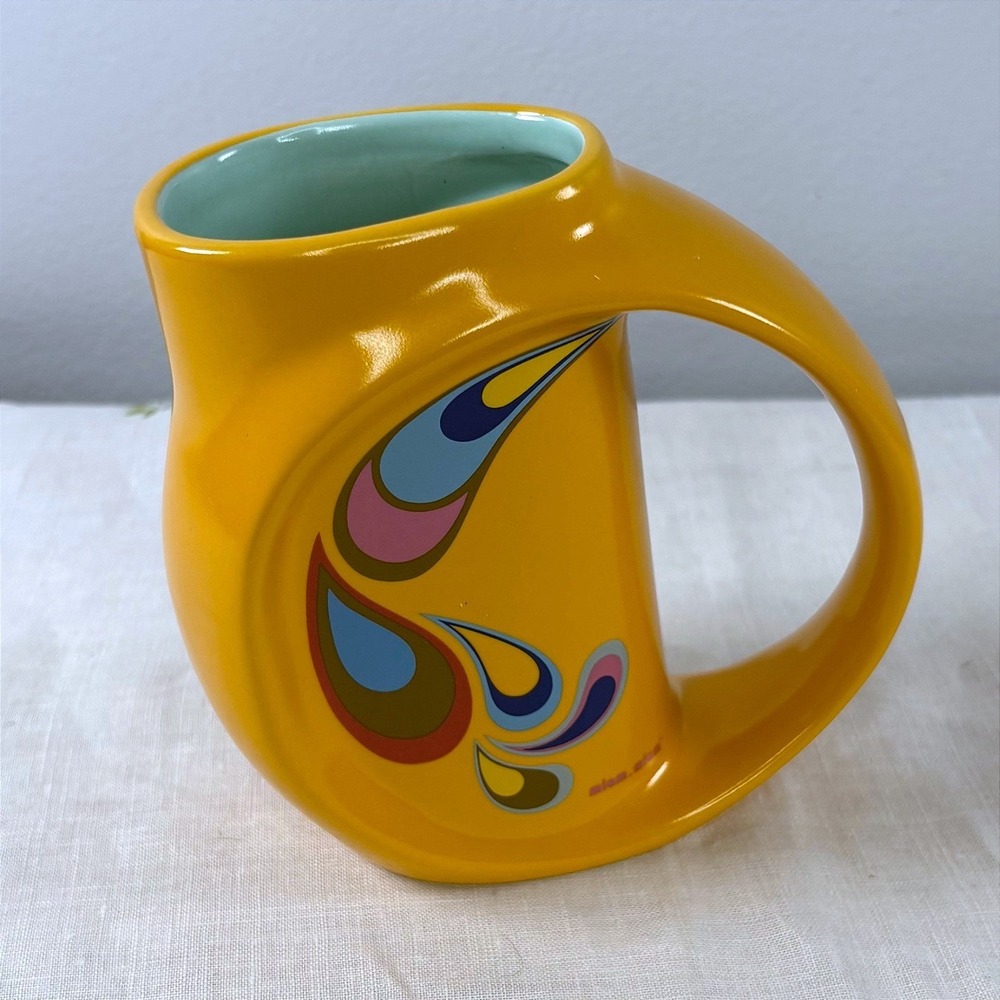 Miam-Miam Sugar Goldie Alex Silow Yellow Turquoise Mid Century Modern Mug